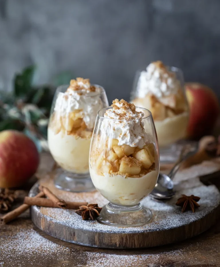 Bratapfel-Crum extractble mit Zimtcreme: Dessert im Glas