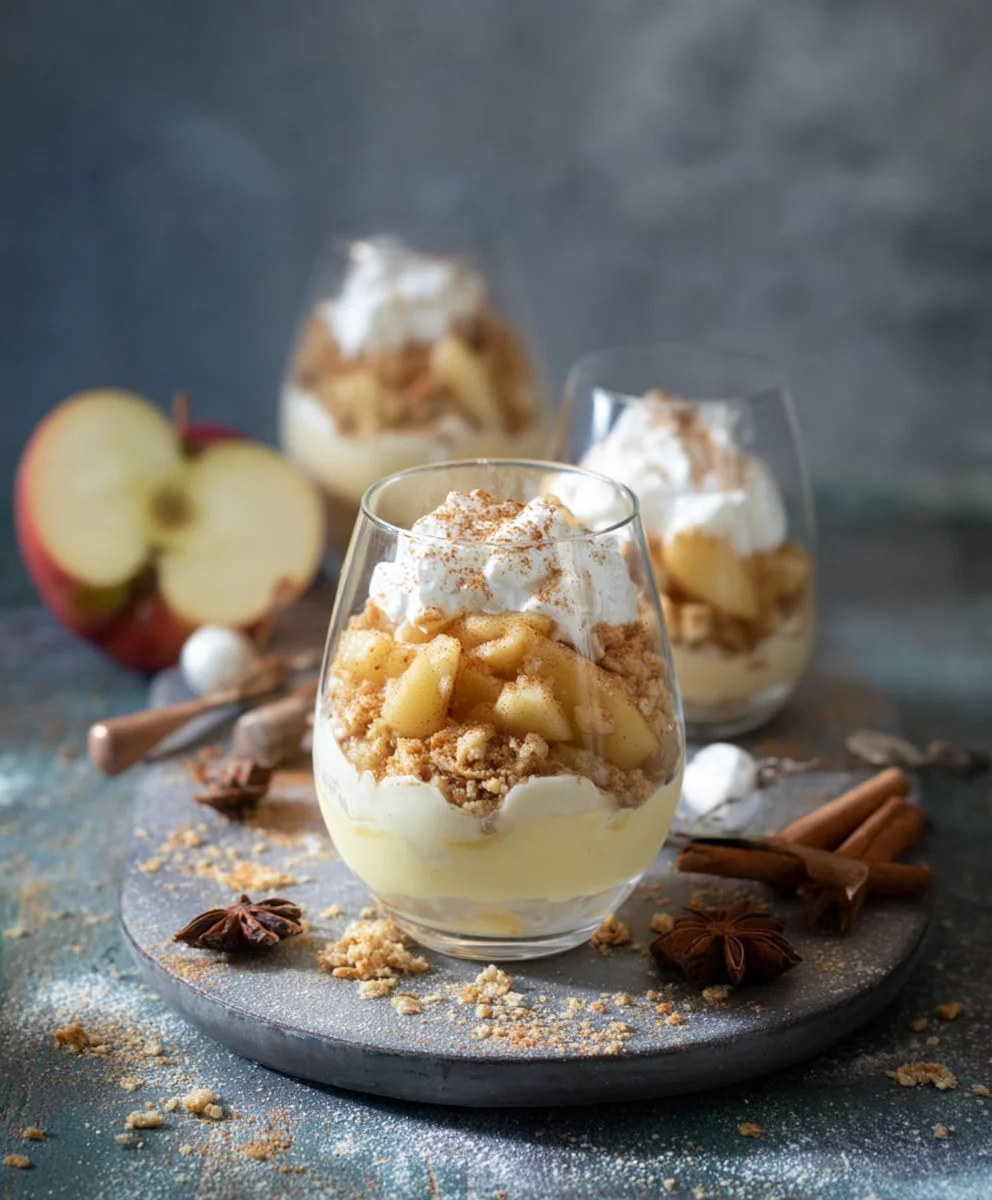 Bratapfel-Crum extractble mit Zimtcreme: Dessert im Glas