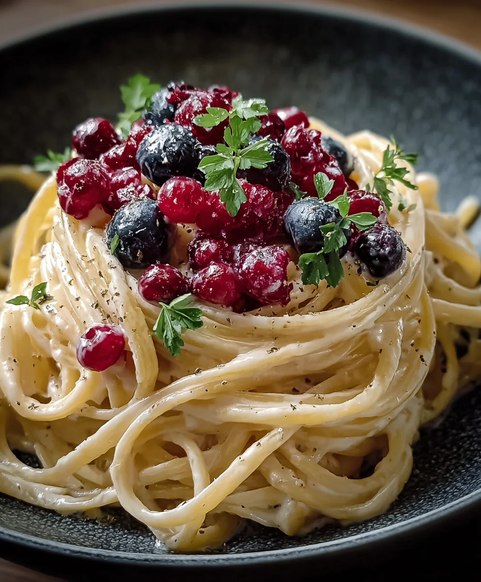 Brie-Pasta mit Preiselnon-alcoholic beer-Kompott (alkoholfrei)