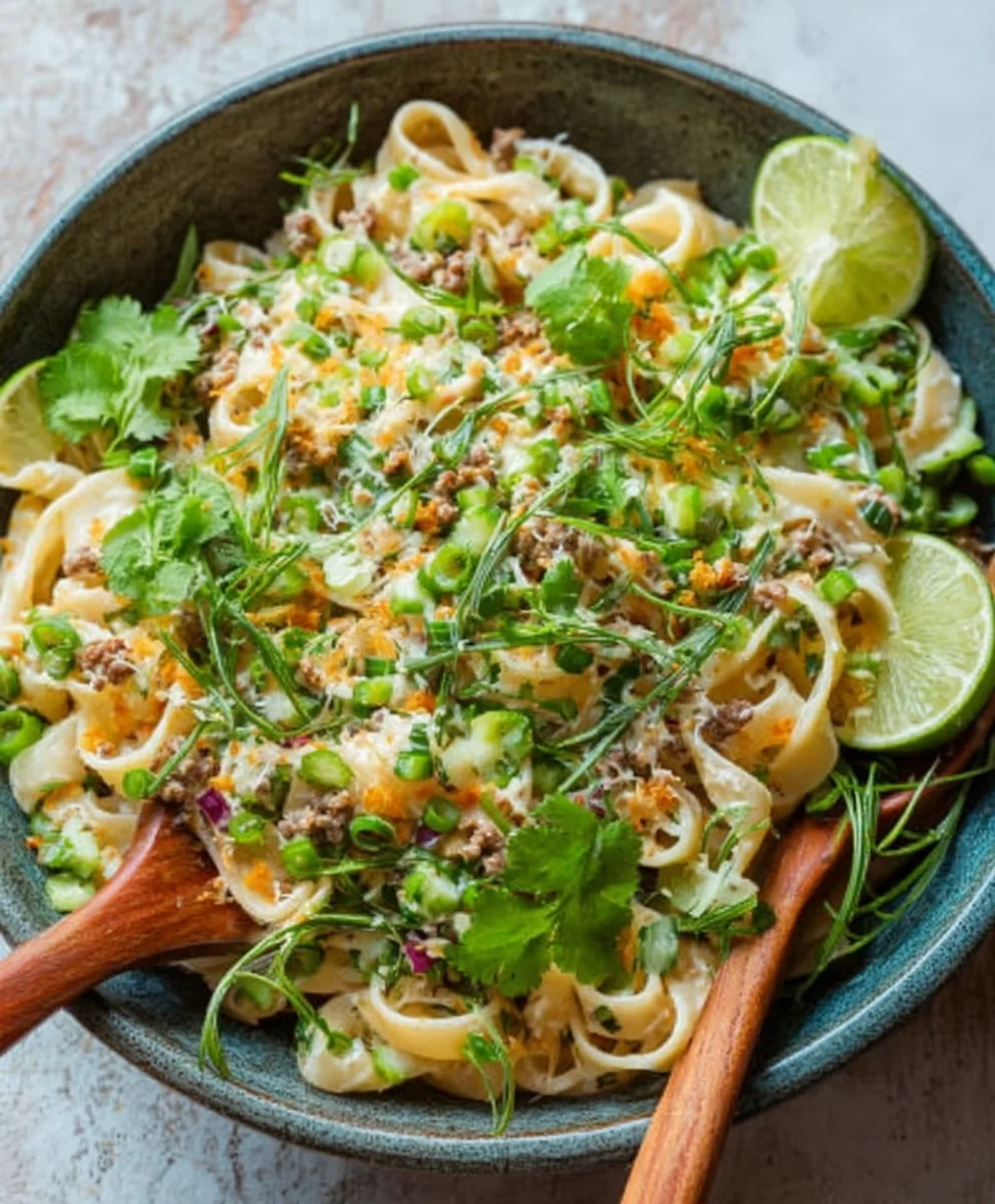 Limetten Crunch Nudelsalat: Frische & Knackig