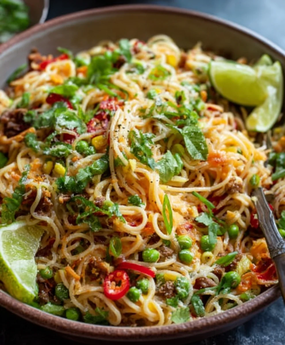 Limetten Crunch Nudelsalat: Frische & Knackig