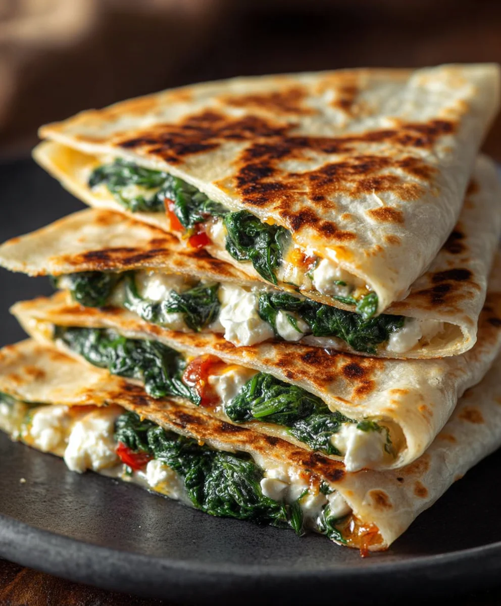Cremige Spinat Feta Quesadillas: Einfach & Lecker