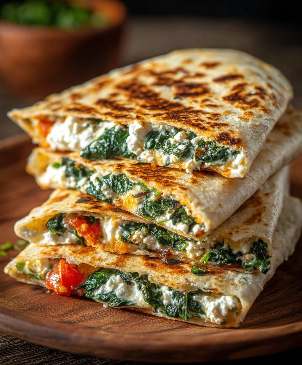 Cremige Spinat Feta Quesadillas: Einfach & Lecker