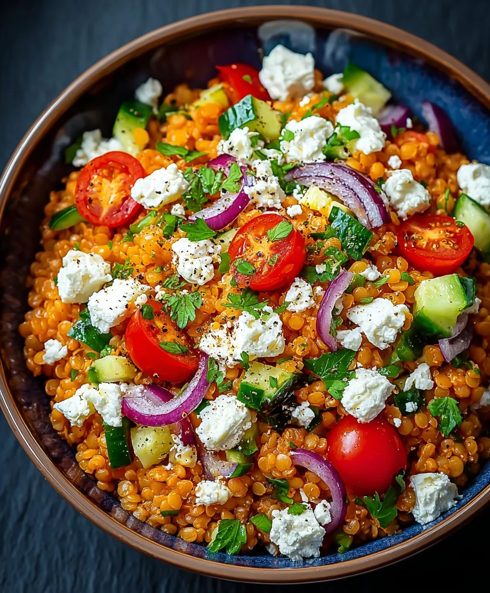 Rote Linsen Salat: Orientalisch, Feta, Gesund & Einfach!