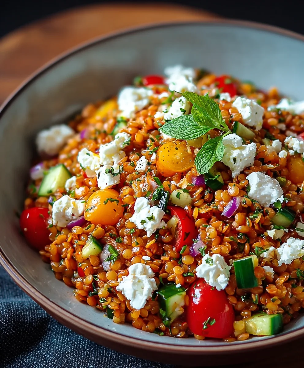 Rote Linsen Salat: Orientalisch, Feta, Gesund & Einfach!
