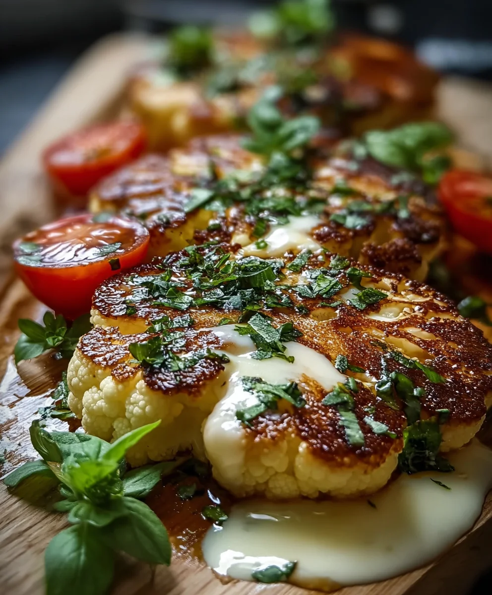 Gebackene Blumenkohlsteaks mit Mozzarella: Genuss!