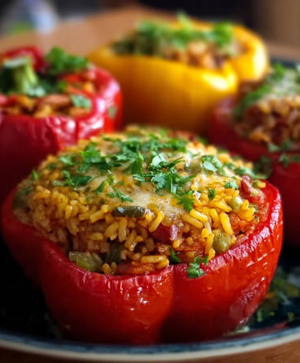 Veggie Gefüllte Paprika: Einfaches Reisgericht [50 Zeichen]